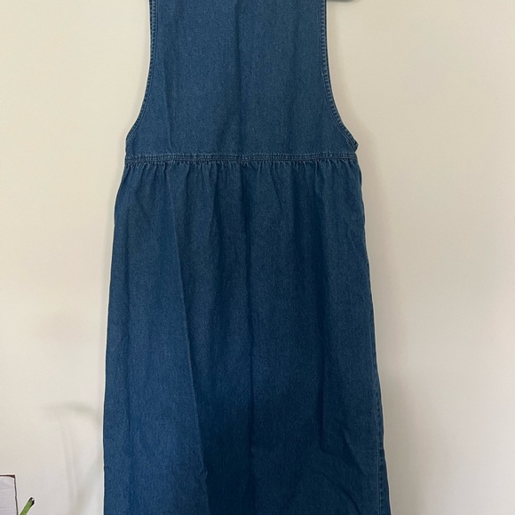 Premier International Denim Jumper Dress Xl W Embroidered Floral Bib Front Vtg - Picture 4 of 6